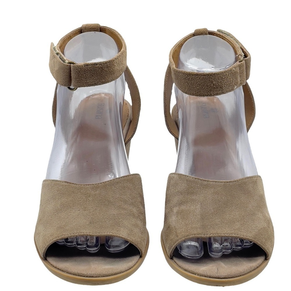 Susina Block Heel Sandals Open Toe Ankle Strap Tan Suede Leather | Size 8.5 - Picture 4 of 12